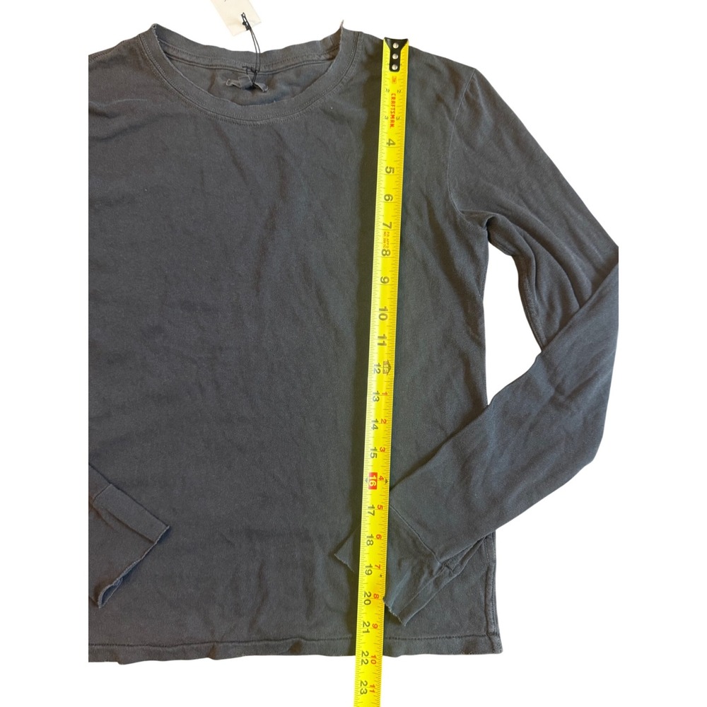 Unsubscribed Faded Distressed Black Long Sleeve Crew Neck Tee T Shirt XS NWT - Picture 5 of 8